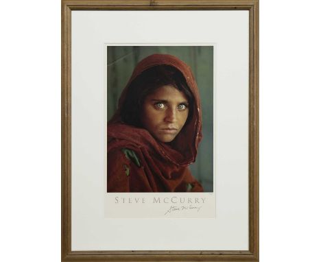 STEVE MCCURRY (AMERICAN b. 1950),SHARBAT GULA, AFGHAN GIRL, PAKISTAN offset lithographic colour print, signed in penimage siz