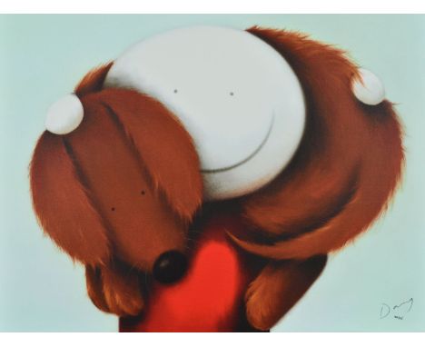DOUG HYDE (BRITISH 1972), 'Carry Me Home', a limited edition canvas on board print, 46/95, of a boy carrying a dog on his sho