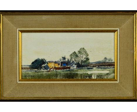 MICHAEL BARNFATHER (BRITISH 1934), 'Hampnett Near Northleach', a farmyard country scene, oil on board, signed and dated (19)6