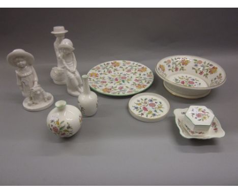 Group of three Spode white glazed figures by Pauline Shore, ' Elizabeth ', ' Joanna ' and ' Daniel ', together with a quantit