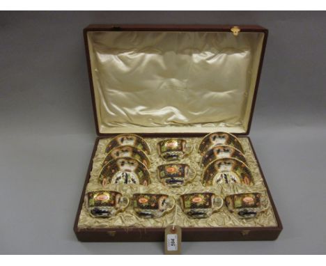 Cased set of six Royal Crown Derby Imari pattern teacups and saucers