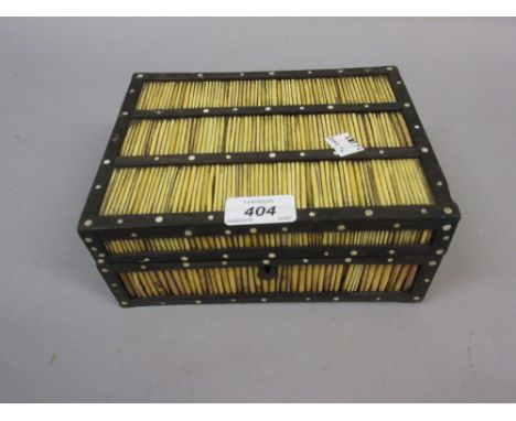 Ebony and porcupine quill box with hinged cover