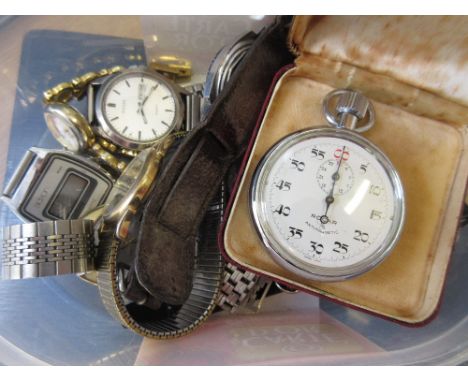 Mid 20th Century steel cased Omega wristwatch having silvered dial, with Arabic numerals and subsidiary seconds, the back mar