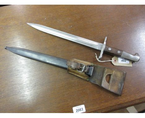 World War I bayonet with scabbard and leather holder