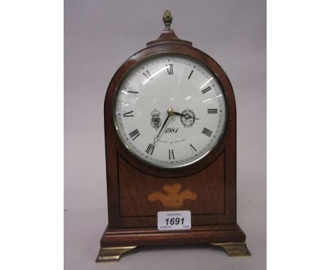 Reproduction Regency style mahogany and inlaid mantel clock by Comitti of London