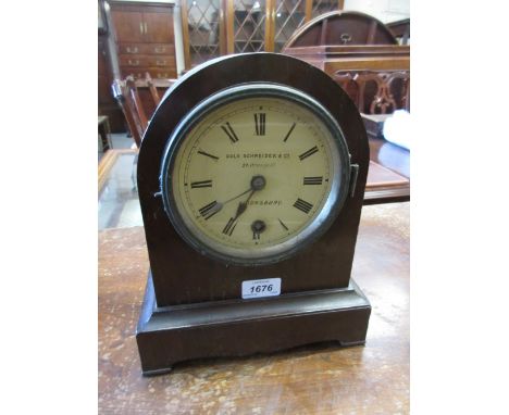 German oak dome shaped mantel clock, the dial inscribed Schweizer with a single train movement