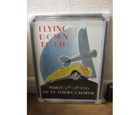 Framed coloured re-print poster, ' Flying Down to Rio '