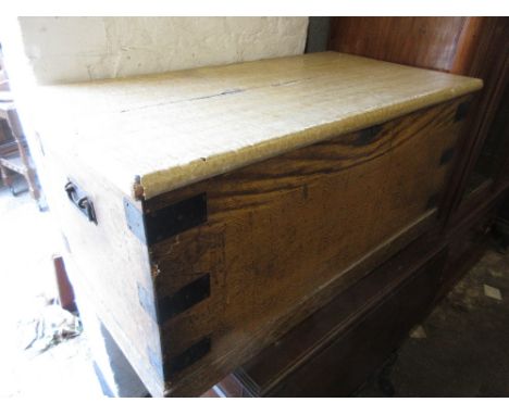 Dome top canvas covered trunk, faux wood painted trunk and a metal faux wood painted trunk