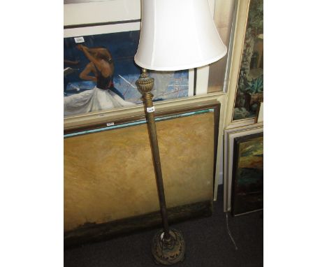 20th Century brass effect adjustable standard lamp with white shade