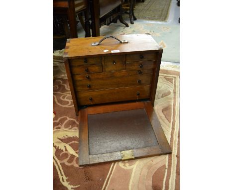 Early 20th Century mahogany engineers tool cabinet, the front opening to reveal various drawers