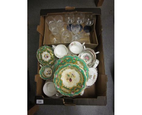 Four pieces of 19th Century gilt and floral decorated tableware, Royal Doulton Arcadia teapot and a quantity of various part 