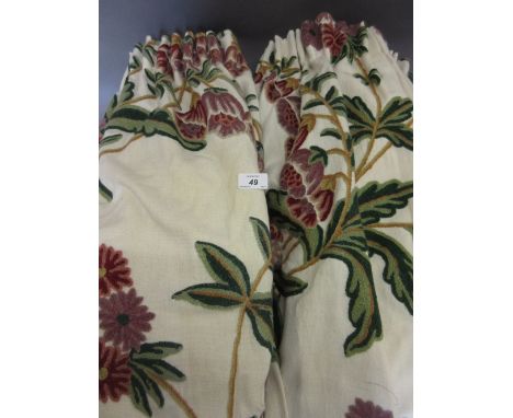 Hand made crewel work bedspread and a pair of matching curtains