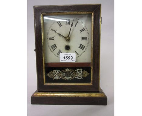 Continental rosewood cased mantel clock having single train movement, together with a reproduction mahogany wall clock with t