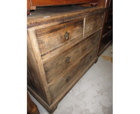Late 19th Century ash straight front chest of two short and two long drawers with brass handles on bracket feet