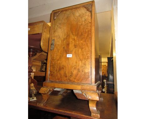 1920's Walnut single door bedside cabinet on ogee bracket feet