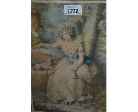 Late 18th or early 19th Century coloured stipple engraving, portrait of Maria Cosway after R. Cosway
