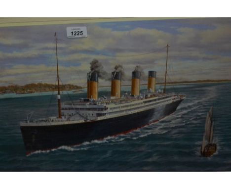 S.W. Fisher, Limited Edition coloured print, No. 188 of 850, entitled ' The Titanic off Cowes, Isle of Wight ', gilt framed, 