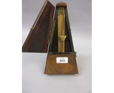 Late 19th Century rosewood cased metronome with gilt embossed badge for Metronome de Maelzel, London
