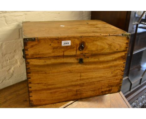 Small 19th Century brass mounted camphor wood trunk with side handles
