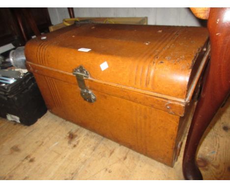 Small 19th Century painted metal trunk with hinged lid