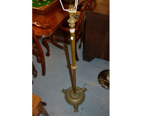 Early 20th Century brass adjustable column standard lamp