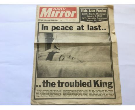 A rare 1977 Daily Mirror cover commemorating the death of Elvis Presley, dated Friday, 2nd September 1977.