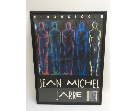 A framed and glazed Jean Michel Jarre poster advertising the Chronologie LP with concert ticket for the Wembley Stadium conce