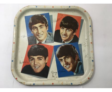 A Worcester ware tin Beatles tray, approx 33cm x 33cm.