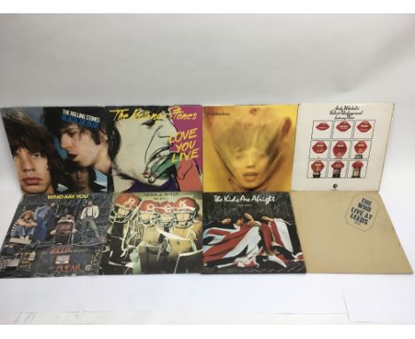 Eight LPs comprising three by The Rolling Stones 'Black And Blue', 'Love You Live' and 'Goat's Head Soup', four by The Who in