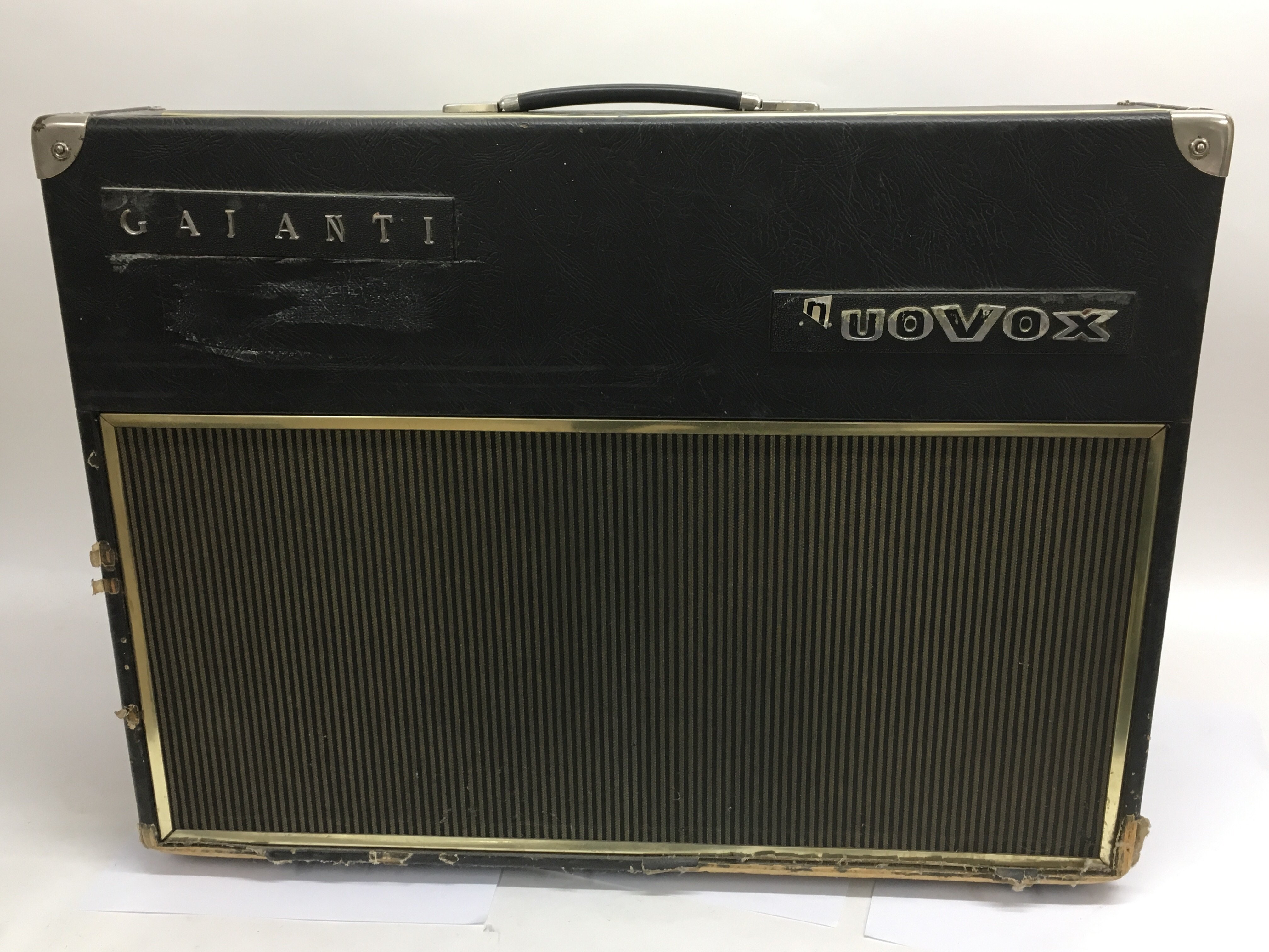 A cased Duovox Galanti electric accordion with separate Duovox