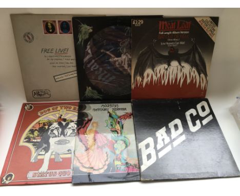 A collection of various LPs including 'Humble Pie - Thunderbox', 'Status Quo - A dog of two heads', 'Steely Dan - Can't buy a