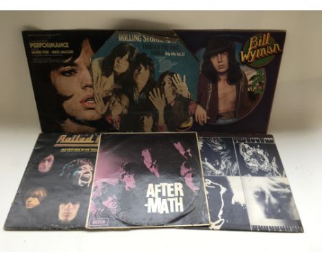 A collection of various Rolling Stones and related LPs including 'Aftermath' (Mono LK 4786), 'Emotional Rescue' (CUN 39111), 