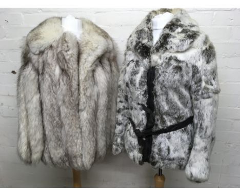 Two vintage 1970s white fur jackets, belted Coney example by Richards