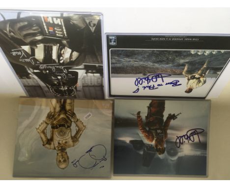 Seven signed Star Wars prints including two by Mark Hamill, Dave Prowse, Carrie Fisher, Kenny Baker, Anthony Daniels and Pete