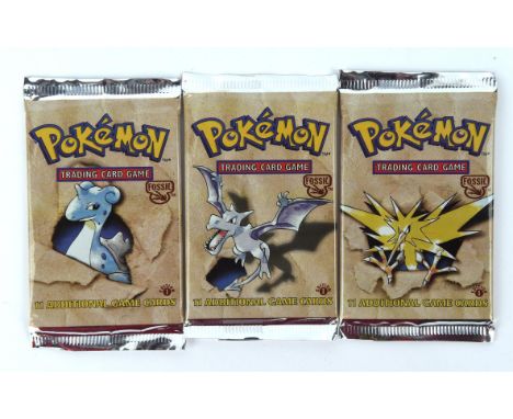 Pokemon TCG. Complete art set of Pokémon Fossil 1st edition sealed Booster Packs. This item is from the collection of the for