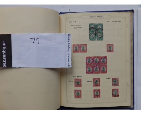 A blue 'Bramptons' loose leaf stamp album of British Commonwealth &amp; South African stamps, 1927-1945  (400+)