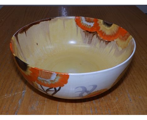 A Clarice Cliff Wilkinson Pottery Rhodanthe ;pattern bowl, 9" diameter.