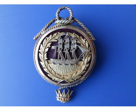 A Masonic London silver-gilt nautical badge, of circular form with rope twist decoration - 'E. Compn. Lieut. J. Reed RN from 