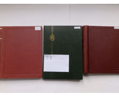 A dull red 'Acme' stamp album GB QEII (460) together with a large dark green 16 page stock book, a maroon loose leaf album, t