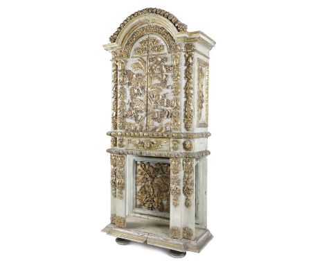 AN ITALIAN PAINTED AND GILTWOOD SACRISTY CUPBOARDIN BAROQUE STYLE, LATE 18TH / EARLY 19TH CENTURYdecorated overall with sheav
