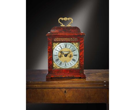 λ A FINE WILLIAM AND MARY RED TORTOISESHELL TABLE OR BRACKET CLOCKBY THOMAS MARTIN, LONDON, C.1700the brass eight day twin fu