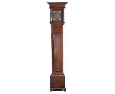 AN OAK LONGCASE CLOCKBY WILLIAM COLLIER, ASTON, 18TH CENTURYthe brass and iron thirty hour, single hand movement striking on 