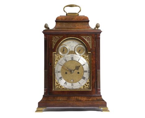 A GEORGE III MAHOGANY BRACKET CLOCKBY JOHN WARNE, LONDON, C.1770-80the brass eight day twin fusee movement with a verge escap