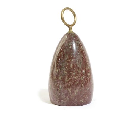 A CORNISH SERPENTINE DOORSTOPLATE 19TH / EARLY 20TH CENTURYwith a brass ring handle23.5cm high