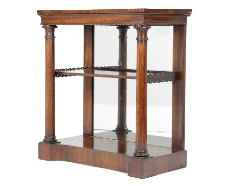 λ A WILLIAM IV ROSEWOOD CONSOLE TABLEC.1830with a baton and reel moulded frieze above a pair of turned columns supporting a s