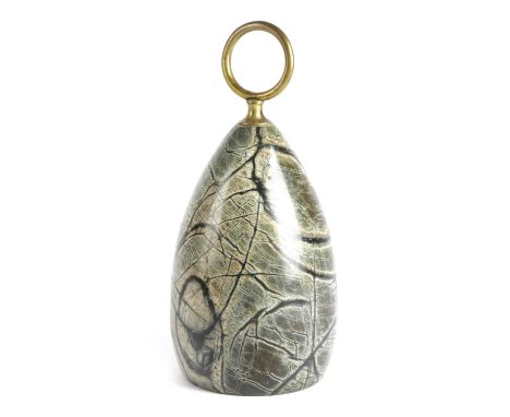 A CORNISH SERPENTINE DOORSTOPLATE 19TH / EARLY 20TH CENTURYwith a brass ring handle22.5cm high