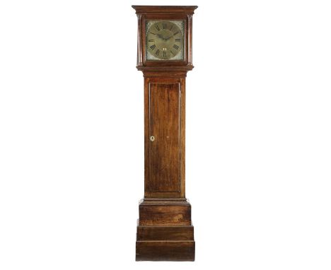 A MAHOGANY AND OAK LONGCASE CLOCKBY JOHN MAY, SOUTHAMPTON, LATE 18TH CENTURYthe brass thirty hour movement with four knopped 