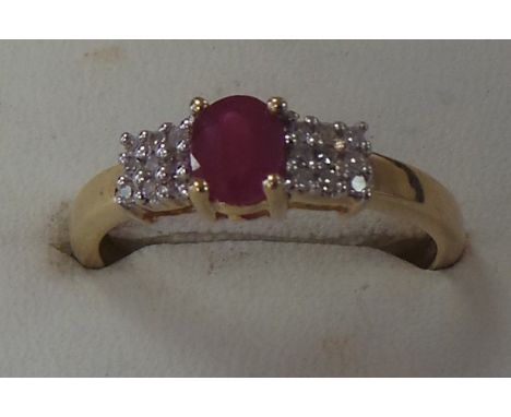 Diamond and ruby cluster ring