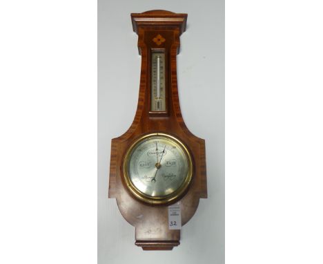 Inlaid mahogany barometer