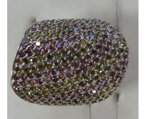 Large silver cluster ring